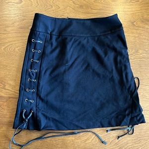 PAIGE lace up leather side mini skirt